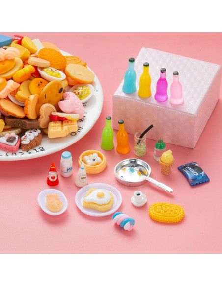 150 Piezas Juguetes de Comida y Bebidas Miniatura Diinokiy