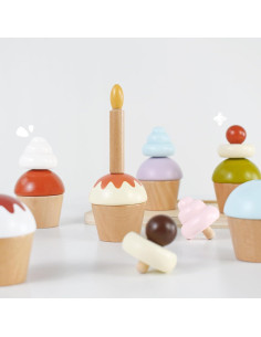 Set de Juguete de Cupcakes de Madera Pillowhale 21 Piezas 2