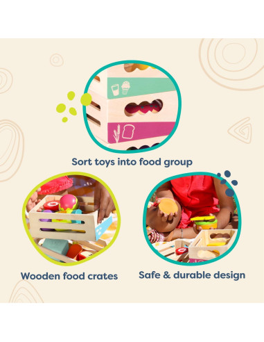 B. toys Juego de Comida de Madera 24 Piezas 3 Años+