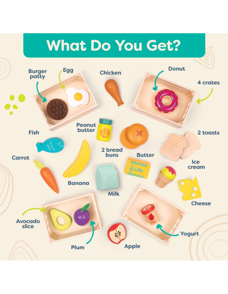 B. toys Juego de Comida de Madera 24 Piezas 3 Años+