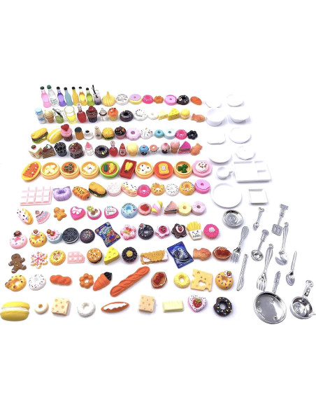 150 Piezas Juguetes de Comida Miniatura HKLMRO para Casa de Muñecas
