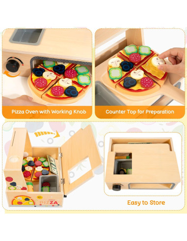 Juguete de Pizza de Madera WOODMAM - 48 Piezas Educativo