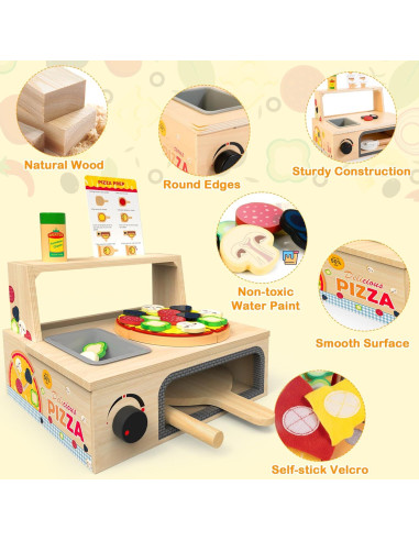 Juguete de Pizza de Madera WOODMAM - 48 Piezas Educativo
