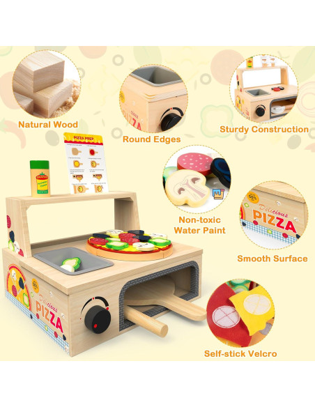 Juguete de Pizza de Madera WOODMAM - 48 Piezas Educativo