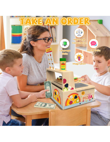 Juguete de Pizza de Madera WOODMAM - 48 Piezas Educativo