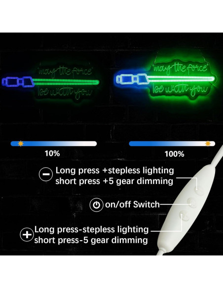 Luz de neón LED Pinlangdou Que la Fuerza te Acompañe 40x25cm