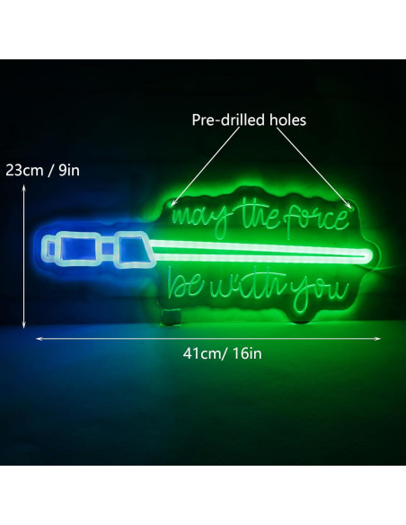 Luz de neón LED Pinlangdou Que la Fuerza te Acompañe 40x25cm