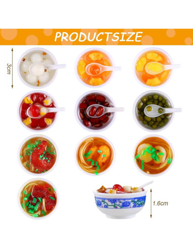 10 Piezas Mini Comida Juguete Cerámica Azul y Blanca