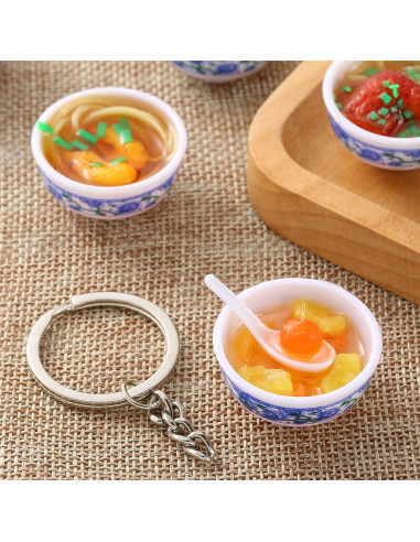 10 Piezas Mini Comida Juguete Cerámica Azul y Blanca