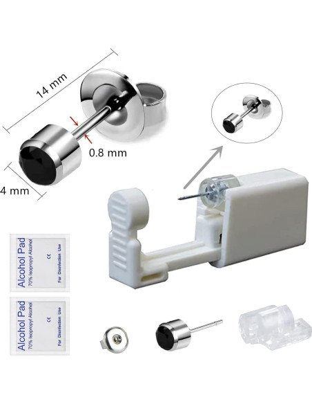 Kit de Perforación de Orejas HYJLPAF con 14 Aretes Variados Kit de Perforación de Orejas HYJLPAF con 14 Aretes Variados