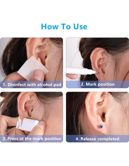 Kit de Perforación de Orejas HYJLPAF con 14 Aretes Variados Kit de Perforación de Orejas HYJLPAF con 14 Aretes Variados