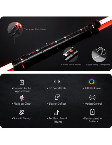 Sable de Luz Doble Hoja DAMIENSABER RGB 3.0 82cm