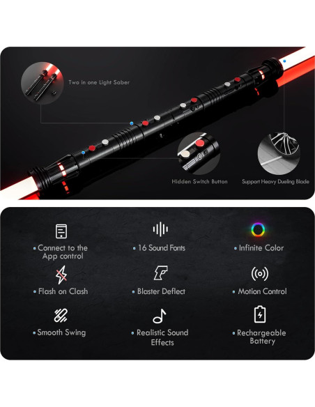Sable de Luz Doble Hoja DAMIENSABER RGB 3.0 82cm