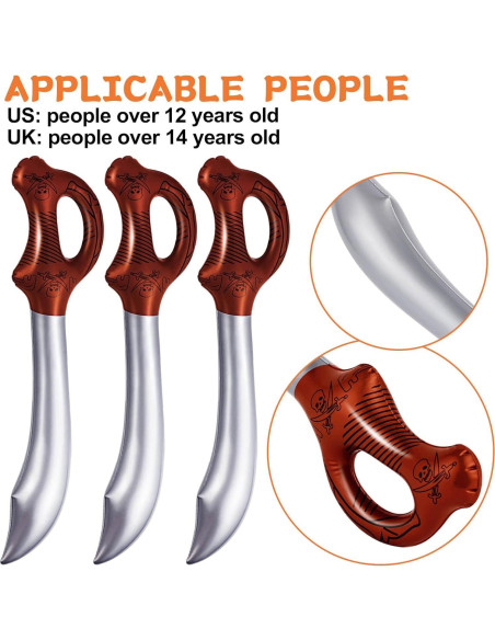 12 Espadas Pirata Inflables ZAUONTW 58 cm Juguetes Fiesta