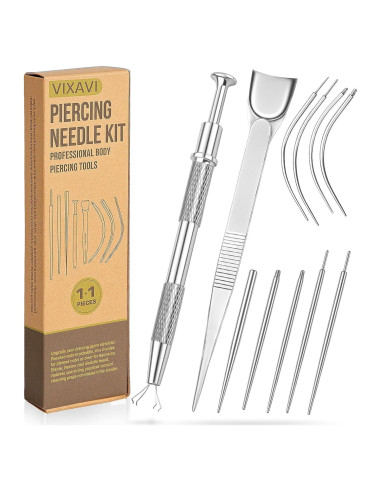 Kit de Agujas para Piercing VIXAVI - 11 Piezas Estériles 14G 16G 18G