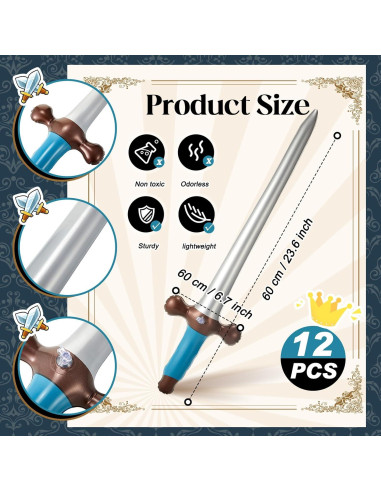 Outus 24 Espadas Inflables Pirata 60 cm Juguetes Fiesta