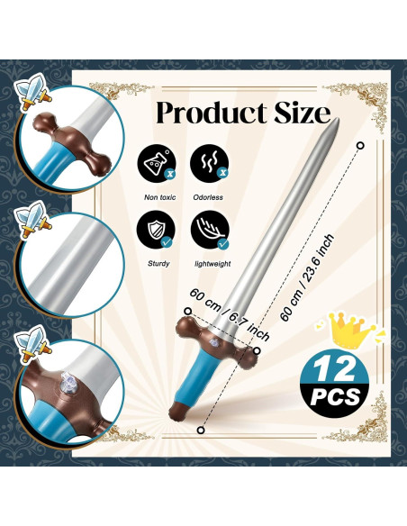 Outus 24 Espadas Inflables Pirata 60 cm Juguetes Fiesta