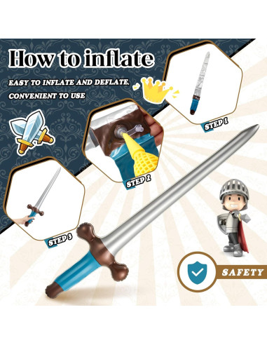 Outus 24 Espadas Inflables Pirata 60 cm Juguetes Fiesta