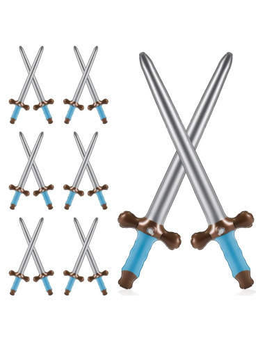 12 Espadas Inflables Pirata NQEUEPN 60x17 cm Reutilizables