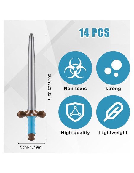 12 Espadas Inflables Pirata NQEUEPN 60x17 cm Reutilizables