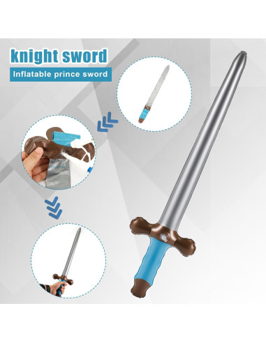 12 Espadas Inflables Pirata NQEUEPN 60x17 cm Reutilizables