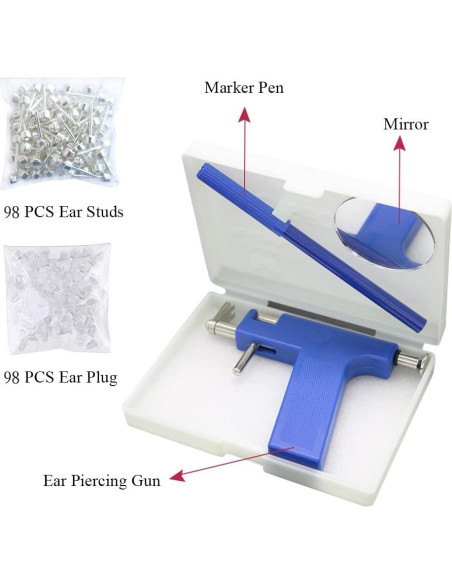 Kit de perforación de orejas Hotorda con 98 pendientes de acero