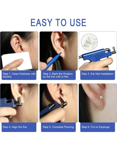 Kit de perforación de orejas Hotorda con 98 pendientes de acero