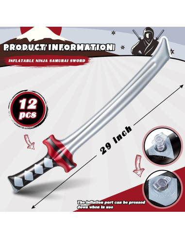 Deekin 12 Espadas Ninja Inflables 75 cm Juguete Fiesta