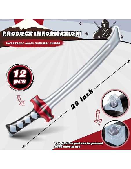 Deekin 12 Espadas Ninja Inflables 75 cm Juguete Fiesta