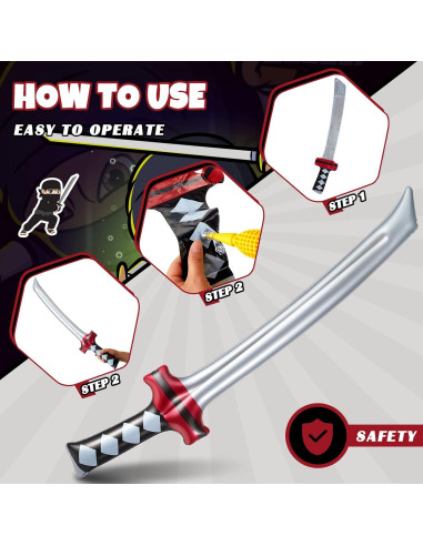 Deekin 12 Espadas Ninja Inflables 75 cm Juguete Fiesta