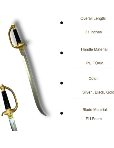 Espada Cutlass Pirata de Espuma QUEQUAQUI 76,2 cm