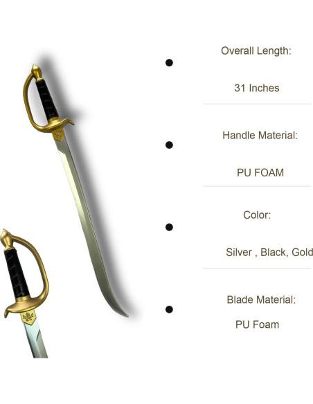 Espada Cutlass Pirata de Espuma QUEQUAQUI 76,2 cm