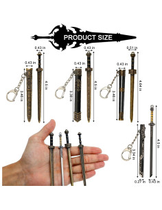 4 Mini Katanas Llavero Espada Antigua China Metal 11.94 cm 2