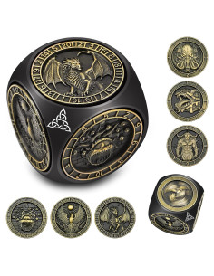 Dados Giratorios Wunhunew 7 en 1 Metal 3D D&D Negro