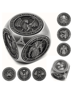 Dados Giratorios Wunhunew 7 en 1 Metal 3D Plata para RPG