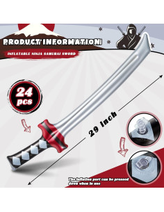 24 Espadas Ninja Inflables Deekin 75 cm Juguetes Fiesta Cumpleaños 2