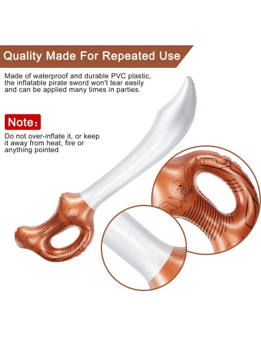 12 Espadas Inflables de Pirata Boao 58 cm para Fiestas