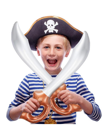 12 Espadas Inflables de Pirata Boao 58 cm para Fiestas