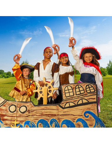 12 Espadas Inflables de Pirata Boao 58 cm para Fiestas