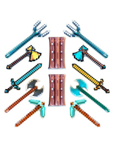Paquete de 12 Armas Inflables Megasumer - Espadas, Hachas y Escudos