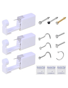 Kit de Piercing de Nariz HYJLPAF - 3 Pistolas Desechables con Studs