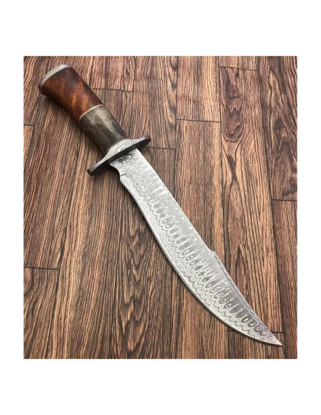 Cuchillo Bowie Poshland Acero Damasco 38.74 cm Mango Madera