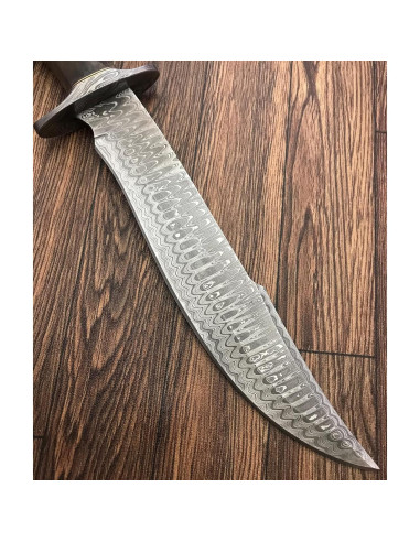 Cuchillo Bowie Poshland Acero Damasco 38.74 cm Mango Madera