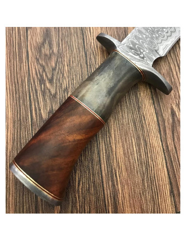 Cuchillo Bowie Poshland Acero Damasco 38.74 cm Mango Madera