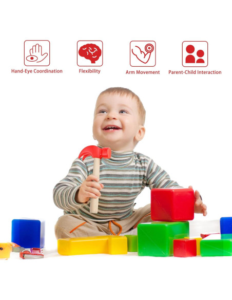 Paquete de 2 Martillos de Madera Hxezoc para Niños