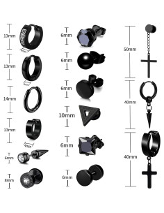 15 Pares de Pendientes de Acero Inoxidable para Hombres y Mujeres 2