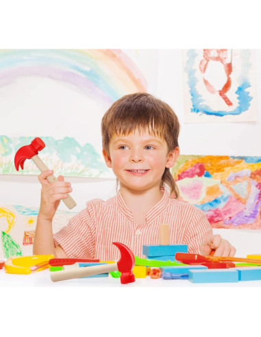 Paquete de 2 Martillos de Madera Hxezoc para Niños