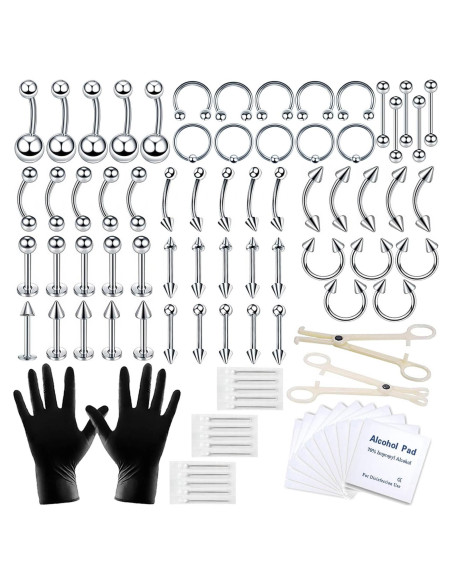 Kit de Piercing Corporal A-minusone 84 Piezas 14G 16G Kit de Piercing Corporal A-minusone 84 Piezas 14G 16G