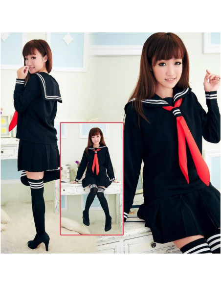 Uniforme escolar marinera chicas japonesas 5 piezas - Negro