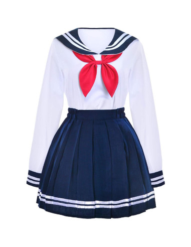 Uniforme Escolar Japonés Chicas Falda Plisada Azul Marino